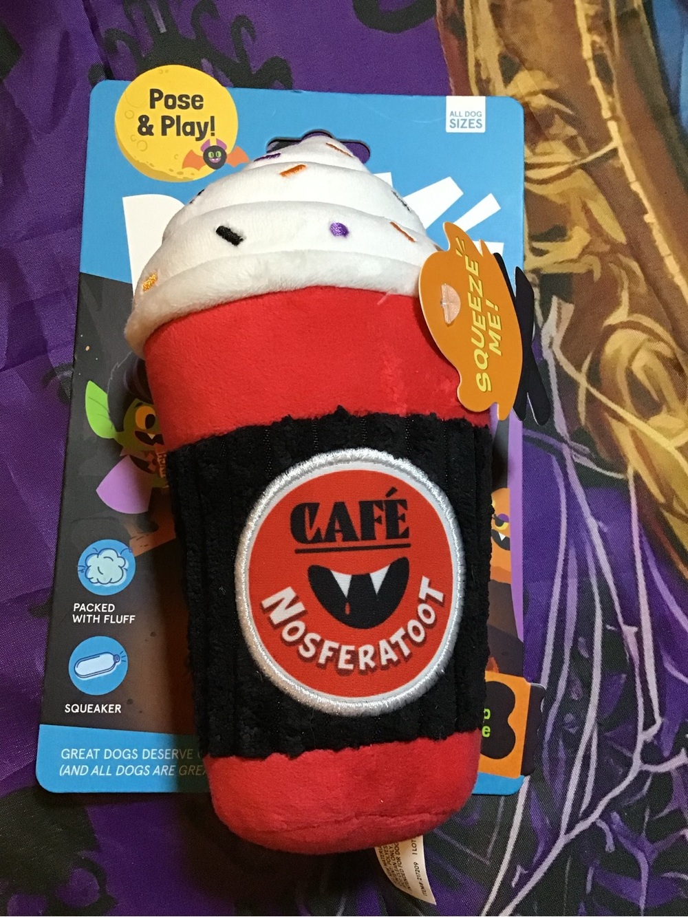 Bark IV drip coffee plush dog toy afraid of the bark halloween collection -NEW